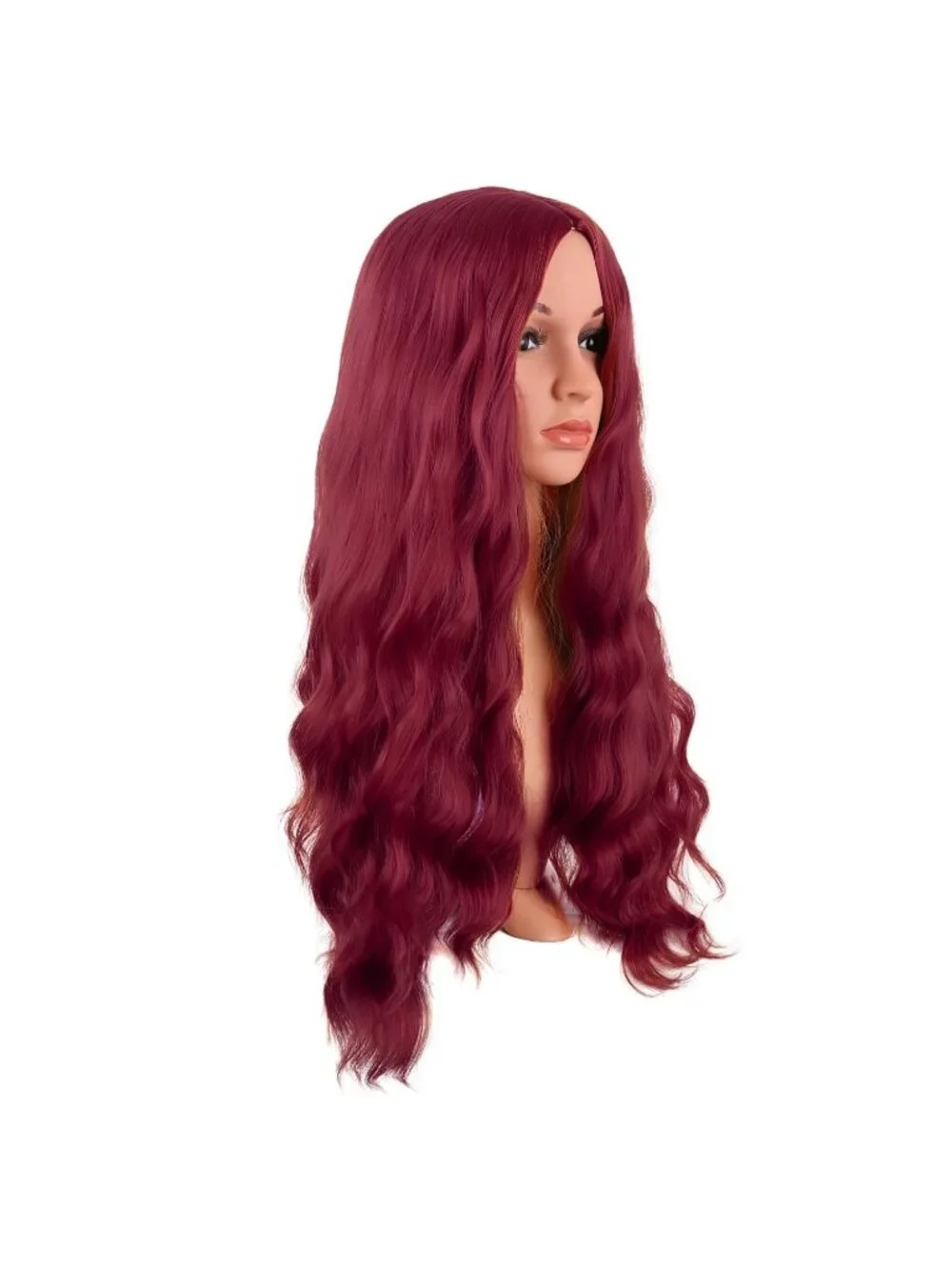 Women's Blood Red 28 Inch Synthetic Fiber Long Middle Part Curly Cosplay Wigs
